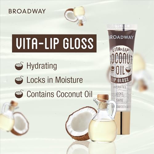 Ruby Kisses Broadway Vita-Lip Clear Lip Gloss (Coconut Oil 12 Pack), Ultra-Hydrating & Soothing Formula with Vitamin Oils, High-Shine Non-Sticky Finish, Healing Glossy Lip Balm Locks in Moisture