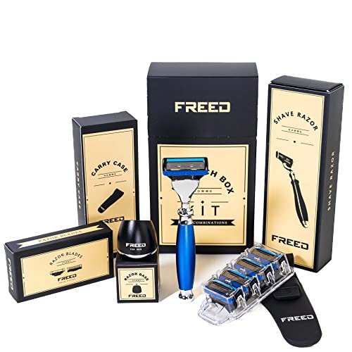 Monarch 4-Piece 5-Blade Razor Shaving Set Men's Safety Razor Grooming Gift Set with Alloy material handle Shaving for Gentleman,men gift set