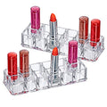 Amazing Abby - Charm - 2-Pack 12-Slot Acrylic Lipstick Organizer, Lipstick Holder, Lip Gloss Holder, Cosmetic Storage Display, Perfect Storage Solution for Drawer and Vanity (Slot Size: 0.9" x 0.9")