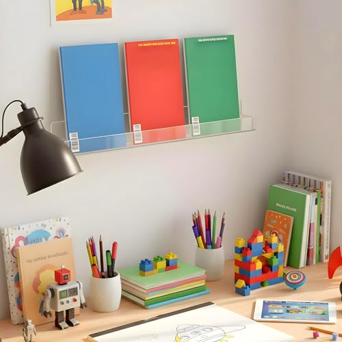 Nail Polish Shelf Wall 15 Inch Acrylic Clear Rack Sunglass Organizer Multi-Purpose Floating Shelves for Beauty Salons Retailer Dressing Room (12 Pcs)