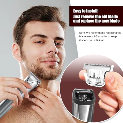 40mm Replacement Detachable Stainless Steel T Blade£¨02144 £©,Compatible with Wahl All in One Lithium Ion Trimmer 9864/9864SS/9686/9818A/9854L/9876L/9854 /WSS3L/SS2L etc. (Silver 3 Pack)