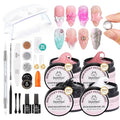 Beetles Solid Builder Gel for Nails,4 Colors Clear Pink White 3D Sculpting Gel Non-Sticky Hand Carving Nail Glue for 3D Nail Art with 3D Mold Chrome Powder Tools Salon DIY at Home,UV&LED Needed