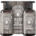 Viking Revolution Beard Wash & Conditioner Set w/Argan & Jojoba Oils ? Softens, Smooths & Strengthens Beard Growth - Natural Peppermint and Eucalyptus Scent - Shampoo (17 oz)