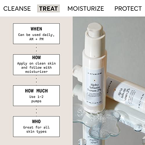 Naturium Alpha Arbutin Serum 2% with Alpha Arbutin, Niacinamide & Lemon, Face & Skin Care, 1 oz