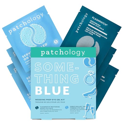 Patchology Bridal Shower Gift Box ? Something Blue Cooling Under Eye Patches for Brides & Bridesmaids, Depuffing & Firming Gel Masks with Peptides & Bakuchiol ? Wedding Skincare Gift Set