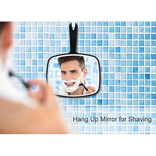 OMIRO Hand Mirror, Black Handheld Mirror with Handle, 6.6" W x 9.2" L, Pack of 3