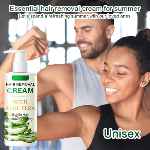 Hair Removal Cream for Men & Women, Aloe Vera Facial Depilatory Cream for Upper Lip, Chin, Arm, Leg, and Bikini, Face Hair Remover for Body Sensitive Skin, Gentle and Soothing 3.52 FL.OZ