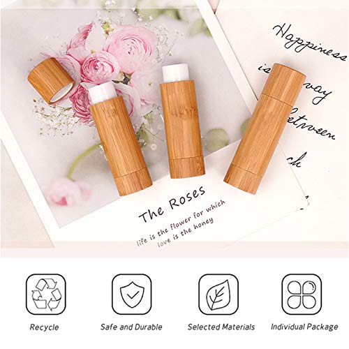 24Pcs Bamboo Empty Lipstick Tubes, AUHOKY 5.5g Refillable DIY Lip Balm Tube Containers with Clear PP Plastic Inner, Cosmetic Lipstick Lip Gloss Deodorant Case Holder For Women Girls Makeup