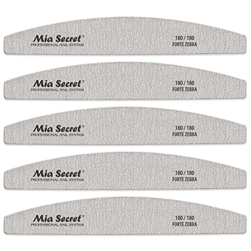 Forte Zebra Halfmoon Nail File 180/180 Blue Center 5 pack