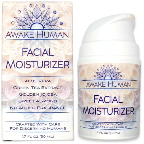Natural Face Moisturizer for Dry Sensitive Skin - Organic Natural Face Cream - Facial Aloe & Green Tea Moisturizer Cruelty Free - Vegan Face Moisturizer for Women, Acne-Safe, Anti-Aging, No Fragrance