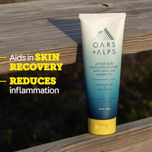 Oars + Alps After Sun Cooling Lotion, Includes Aloe Vera and Cucumber Extract for Sunburn Relief, Fresh Cut Aloe Scent, 8 Fl Oz