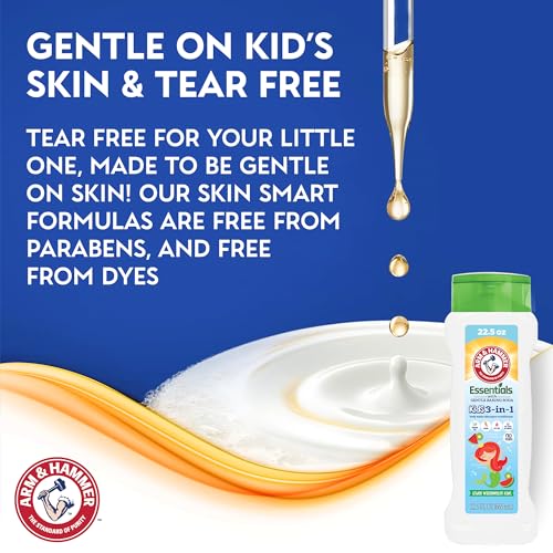 Arm & Hammer Essentials 3-in-1 Kids Watermelon Kiwi Shampoo, Conditioner and Non-Toxic Body Wash - 22.5oz
