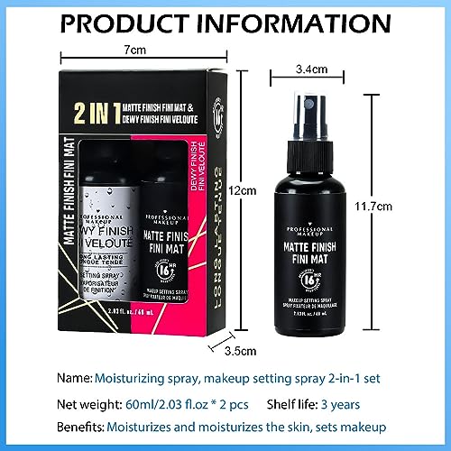Kaely 2IN1 Hydrating Setting Spray for Face,Primer Face Makeup Matte Dewy Finish,Waterproof Setting Spray for Makeup Long Lasting,Oil Control,maquillaje Up To 16 Hours,Vegan & Cruelty-Free