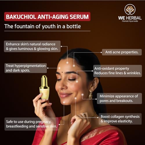 Bakuchiol Anti-Ageing Serum | Natural Retinol Alternative with Rosehip & Almond Oil | Treats Acne-Causing Bacteria & Pimples | No Chemicals or Fragrance | 20ml