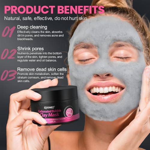 Valentine 's Day Gift Carbonated Bubble Clay Mask -Exfoliation Face Mask | Detoxing Clay Mask for Blackhead Removal,Dull Skin,Skincare Facial Mask for Controlling Oil and Refining Pores