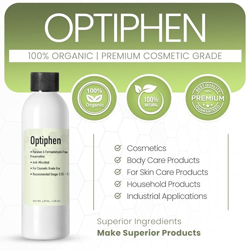Optiphen Preservative Liquid (8 Oz / 236 mL) Optiphen Natural Preservative for Cosmetics Water Soluble Paraben Free Broad Spectrum Preservative for Lotion Making