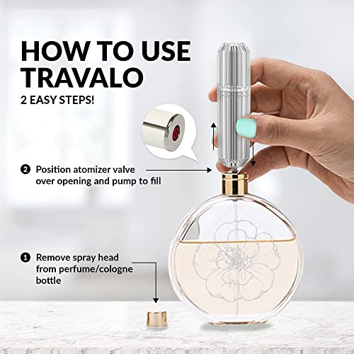 Travalo Bijoux Oval Perfume Atomizer | Travel Refill U-Change System TSA Approved | Reusable Airtight Easy Fill Mini Pump Sprayer | Lightweight Portable | Crystal-Like Outer Shell