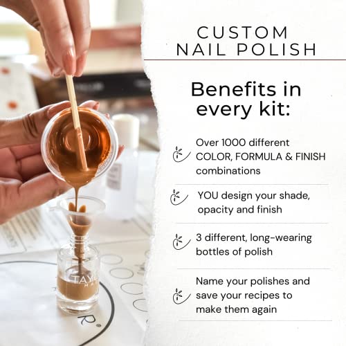 TAYLOR MADE Polish Custom Nail Polish Kit | Make Your Own Polish | Safe, Non-toxic | DIY Nail Polish | Experiential Gift | Clean Beauty | Gifts for Moms, Teens, Girls (Black Gray White)