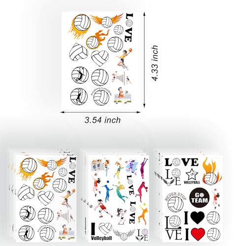 328 Pieces Volleyball Party Temporary Tattoos for Kids - Sports/Volleyball Themed Party Supplies Goodie Bag Stuffers Favors Prize Motivational Stickers(24 Sheets)
