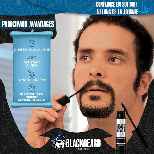 Blackbeard for Men Beard Color ? 1-Day Beard, Mustache, Eyebrow, Sideburns Color ? Temporary Facial Hair Tint - Hypoallergenic Beard Dye Alternative ? Up to 45 applications ? Dark Brown, 1 Pack