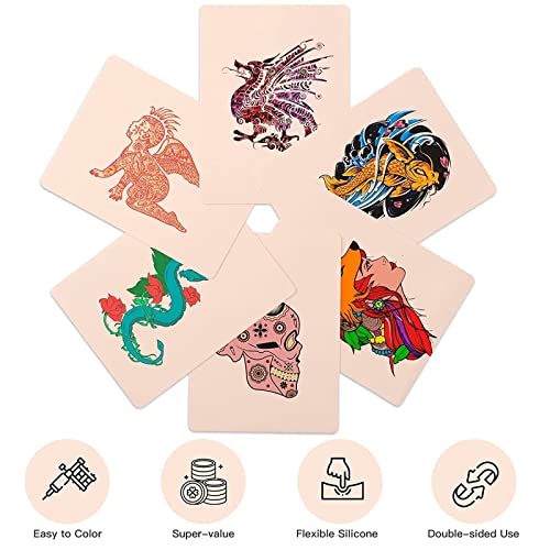 Tattoo Practice Skins with Transfer Paper - 40Pcs Blank Tattoos Skin Practice and Stencil Paper Kit Includes 30Pcs DIY Tracing Paper and 10Pcs Double Sides Tattoos Fake Skins for Beginners Artis