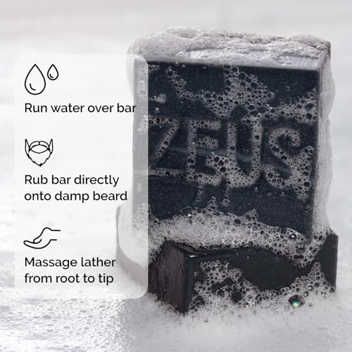 ZEUS Beard Wash Bar for Men, All-Natural Hydrating Shampoo, Skin-Clarifying Soap & Beard Care Cleanser with Natural Ingredients, Anti-Itch & Gentle on Skin (Made in USA) Vanilla Rum