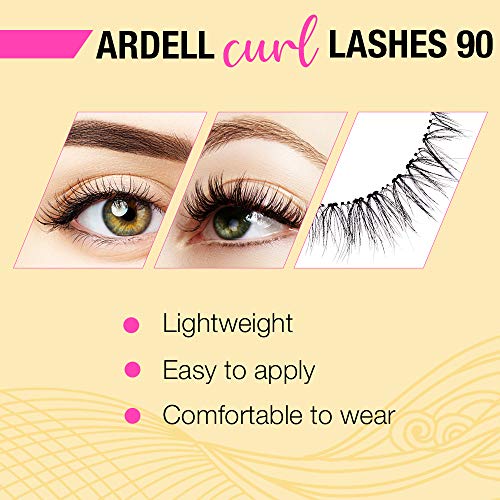 Andrea Curl Natural False Lashes Style 90 ? Black, Lightweight, Natural Strip Lashes for Voluminous Curl, 4 Pack