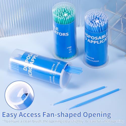 Annhua Disposable Micro Applicators Microswabs Application Brushes 400 PCS, Micro Applicator Bendable for Eyelash Extensions, Oral Care and Cleaning - Fine Tips - Green