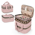 Yarwo 3 Layers Nail Polish Organizer Holds 48 Bottles (15ml/0.5 fl.oz), Detachable Nail Polish Case with Adjustable Dividers, Travel Case for Manicure Set, Dusty Rose (Bag Only, Patent Pending)