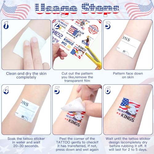 92+ Styles No King Temporary Tattoos,4 Sheets No Kings In America Funny Not My President Against Fake Tattoos Sticker