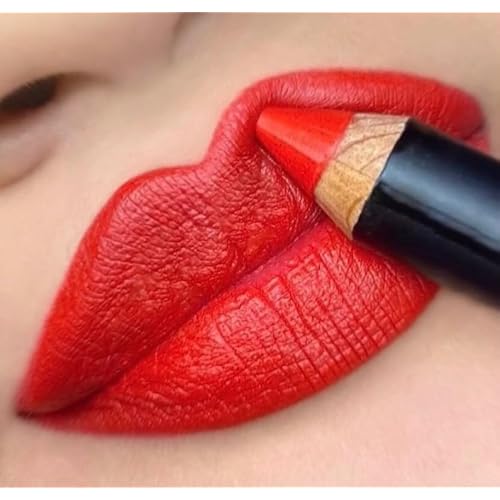REINA REBELDE Atrevida Bold Lip Matte Stick Pencil - Punchy Red w/Hint of Orange/Long-Wearing Opaque Matte Finish/Jojoba Oil & Vitamin E/Wood Barrel Pencil/Moisturizing