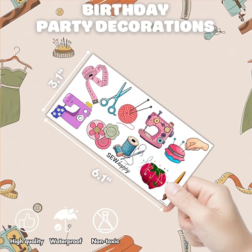 Sewing Machine Temporary Tattoos Sewing Party Decorations Favors Supplies Art Sewing Themed Cute Stickers 10 Sheets 100 PCS Gifts for Baby Girls Boys Class School Carnival