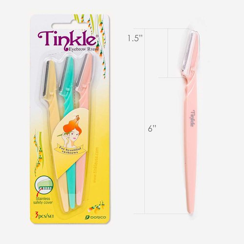 Dorco Tinkle Eyebrow Razors for Women, Dermaplane Razor 3 Razors , Eyebrow Trimmer Dermaplaning Tool for Safe and Easy Thanksgiving Gift, Stocking Stuffer (4 Packs of 3)