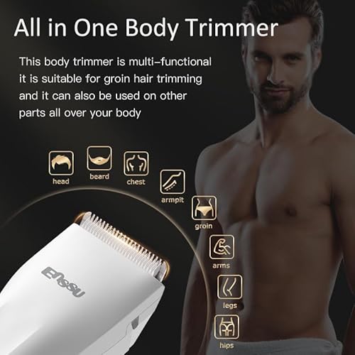 Electric Body Hair Trimmer for Men, Handy Ball Trimmer Groin & Pubic Hair Trimmer for Men, Rechargeable Waterproof Body Shaver Groomer for Men for Travle, White