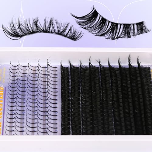 Lash Clusters 100D Lash Spikes Eyelash Clusters Volume 260pac Long 10-19mm Individual Lashes DIY Spiky Lash Extension Mega Cluster Eyelash Extensions Mink Strips Lashes Thick