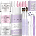 Saviland Acrylic Nail Kit for Beginners: 3 Colors Acrylic Powder, 50ml Acrylic Liquid, #8/10/14 Brushes, 100Pcs Nail Forms & Manicure Tools Professional Nail Kit Acrylic Set