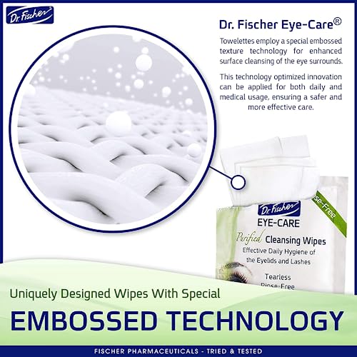 Dr. Fischer Eyelid Wipes - Purified, Non-Irritating, Pre-moistened Eye Wipes for Cleansing Sensitive Skin. Hypoallergenic Make-up Remover (Pack of 2)