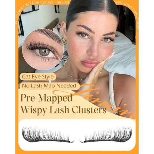 Natutal Lash Clusters Wispy Lashes Clusters Cat Eye Cluster Eyelash Extensions Natural Look 10-16MM Pre-Lash Map Individual Lashes Eyelash Clusters by JIMIRE