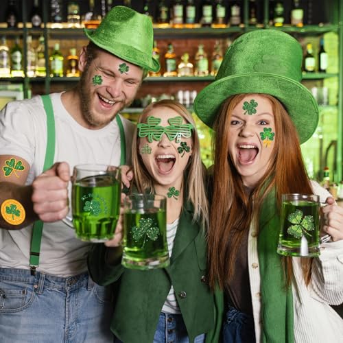 winthrop 240 Pcs Glitter Shamrock Temporary Tattoos for Kids, Individually Wrapped Safety Waterproof Tattoos, Best Choice for St Patrick's Day Classroom gadgets Matching Game Irish Party, 60 Designs