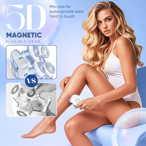 Electric Razors for Women - Upgraded Magnetic Electric Shaver for Women, Cordless Painless Hair Remover for Legs Bikini Face, Lady Trimmer for Sensitive Skin, Detachable and Waterproof, Blue