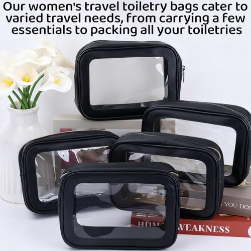 8 Packs TSA Approved Toiletry Bags Clear Toiletry Bags for Travel PVC Makeup Pouch Waterproof Quart Size Clear Cosmetic Bag with Zipper for Airport Airline Compliant Bag Women Men Travel Bathroom
