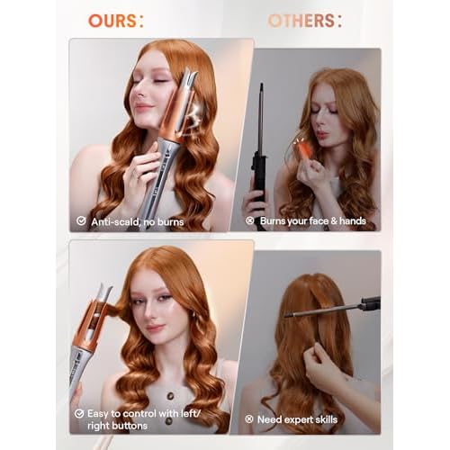 SHEGLAM Automatic Curling Iron 1 1/4 inch + 24K Anti-Frizz Hair Oil