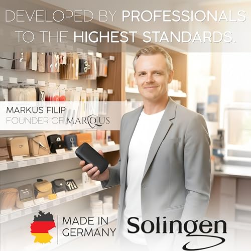 marQus Nail Kit for Men and Women - Manicure Set 12 pcs - German Made Nail Kit - Grooming Set - Genuine Leather Case with exclusive Glass Nail File - Manicure Set made in Germany