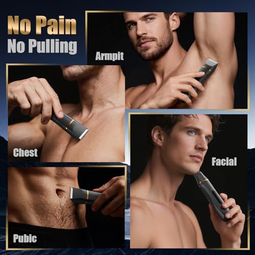 Electric Razor Body Hair Trimmer for Men & Women, Waterproof Electric Foil Shaver for Face, Groin,Arm,Back,Legs & Chest, Wet/Dry Painless Groomer with Ceramic Blade, Travel Razors Gift for Him (Onyx)