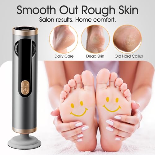 Electric Foot Callus Remover with Adjustable Speed Dial, Rechargeable Pedicure Tools for Feet with Powerful Motor for Dead Skin & Cracked Heel,Electric Foot File with 2 Detachable Discs