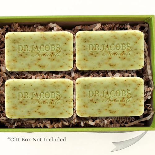 DR.JACOBS NATURALS Castile 5 oz Bar Soap for Face and Body Triple Milled Loofah Exfoliating Vegan (Minty Cucumber Mojito)(4-pack)