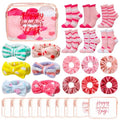 24 Pcs Galentines Day Party Favors Valentine Gifts Bulk BFF Gift Idea for Women Coquette Party Supply Galentine Socks Bestie Headband Scrunchies Pink and Red Bag for Friend Gathering Pool Day Birthday