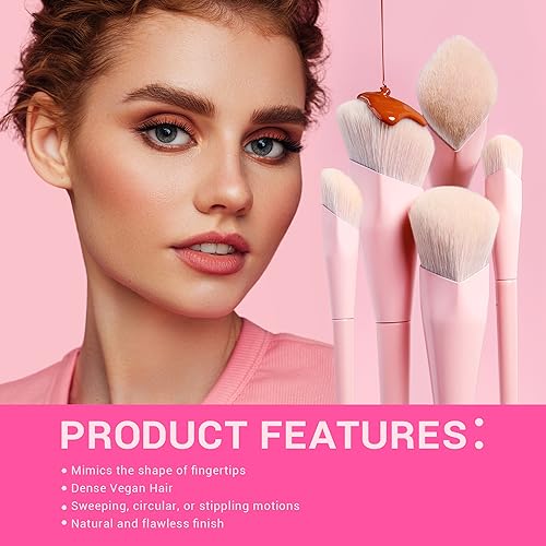 Jessup Pink Makeup Brushes 14Pcs T495 Bundled with Double Sided Makeup Brushes Set T502