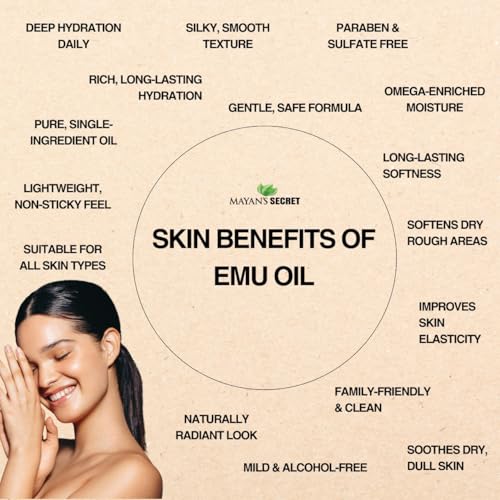 Mayan's Secret Emu Oil: A 100% pure and natural 4-ounce solution, perfect as a hair strengthener and skin moisturizer.