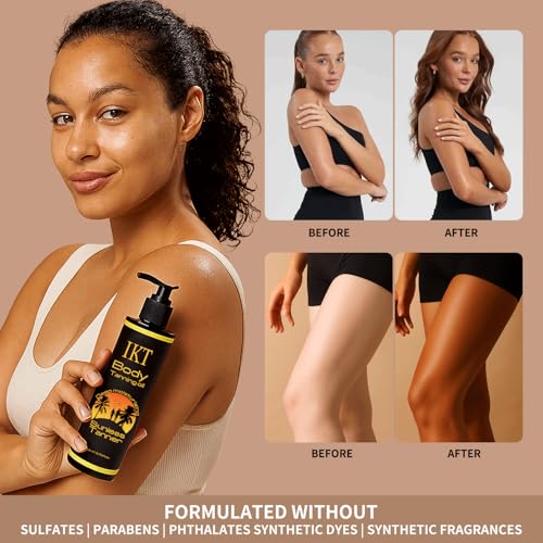 Self Tanning Oil,3.38 fl. oz. Premium After Tanning Oil Moisturizer and Ergonomic Vegan Big and Small 2 Tanning Mitts | Streak-Free Self Tanner for Body & Face